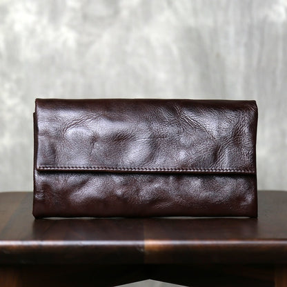 Retro Handmade Leather Multi-card Slots Long Wallet