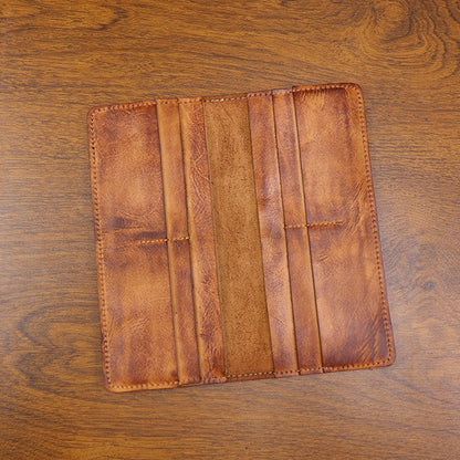 Retro Handmade Leather Multi-card Slots Long Wallet