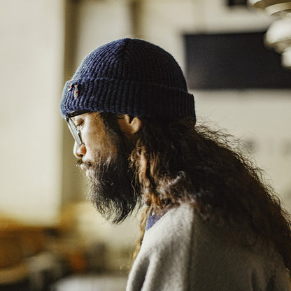 Vintage Winter Sailor Navy Knitted Beanie Hat