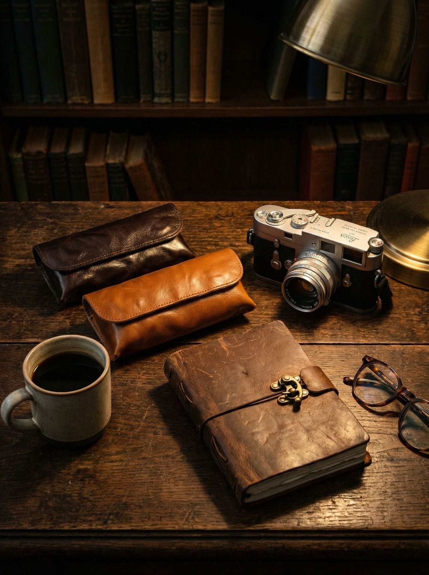 Retro Tanned Leather Glasses Case