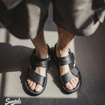 Retro Summer Leather Sandals Two-Wear Beach Shoes