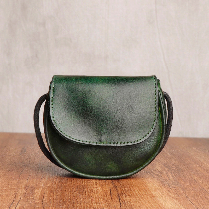 Retro Handmade Leather Card Wallets Mini Crossbody Bags
