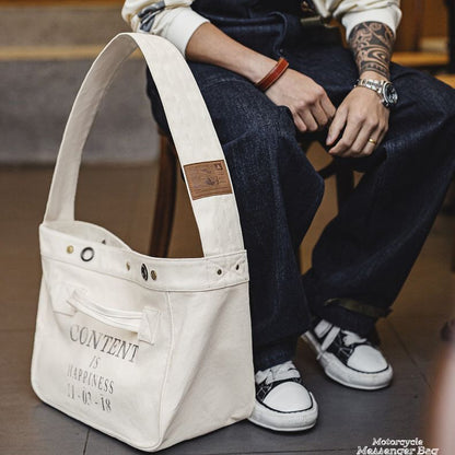 Retro Motorcycle Messenger Newsboy Bag Canvas Crossbody Bag