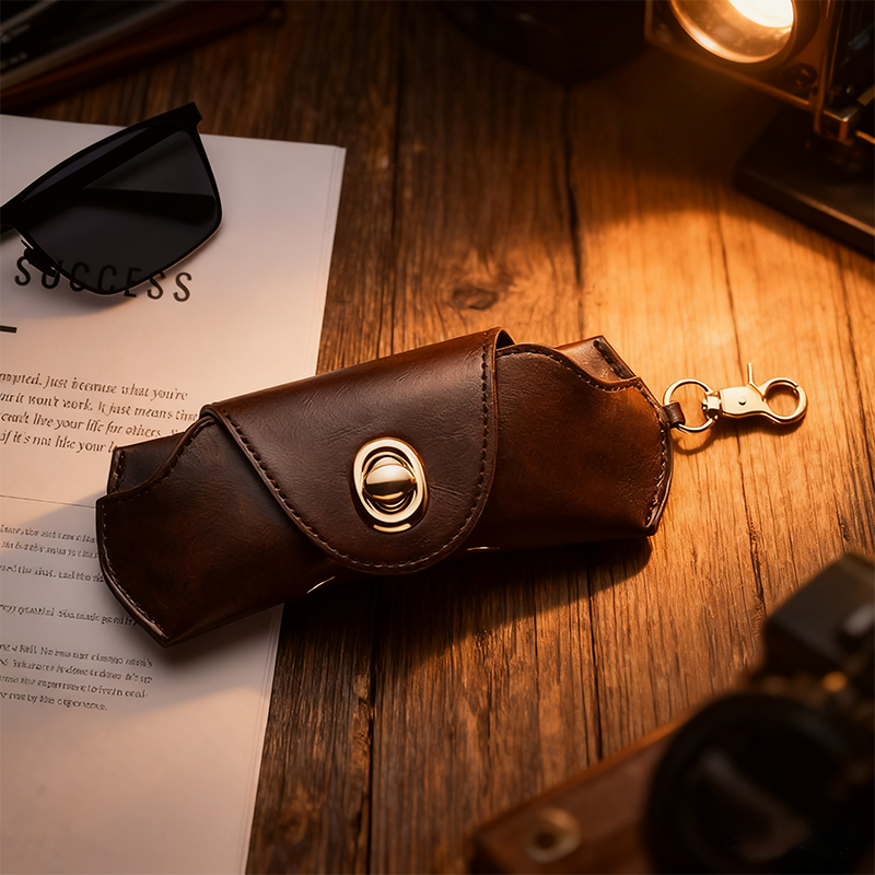 Retro Tanned Leather Glasses Case