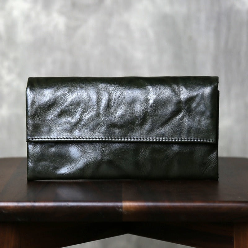 Retro Handmade Leather Multi-card Slots Long Wallet