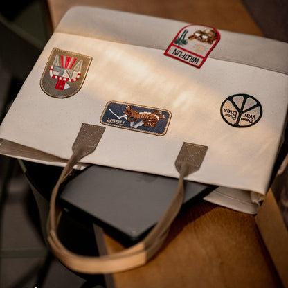 Retro Stamp Embroidery Tote Bag Handbag