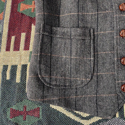 Retro Large Size Wool Herringbone Waistcoats