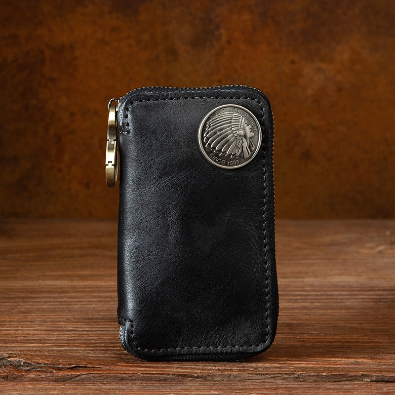 Retro Handmade Leather Key Holder Coin Card Car Key Wallet