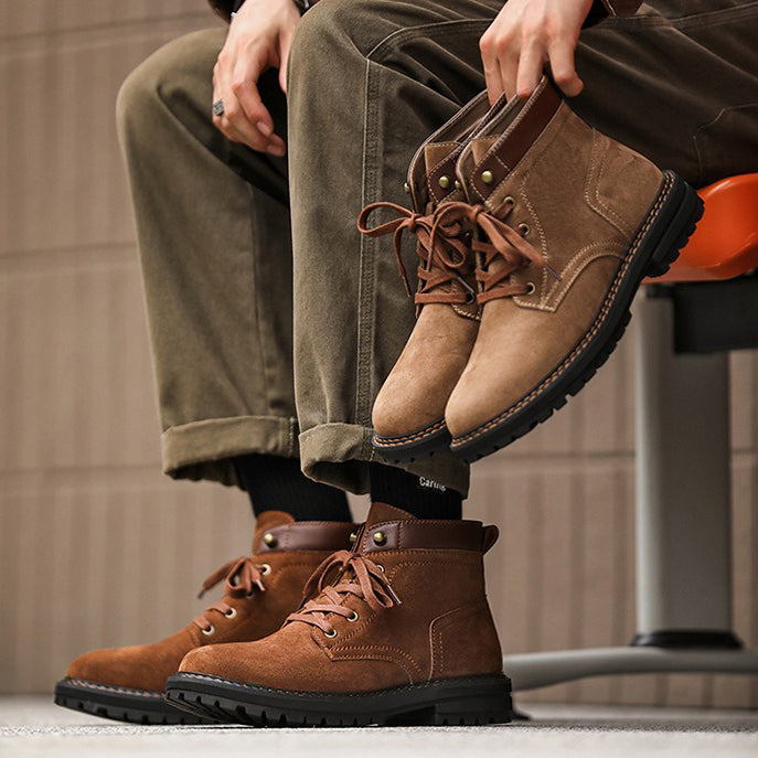 Retro Lacing Anti-slip Suede Boots