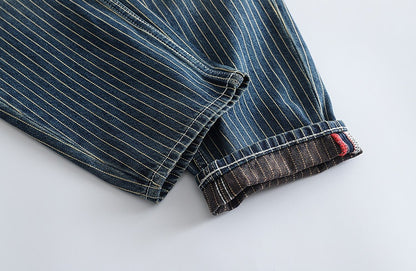 Vintage Slim Fit Denim Striped Casual Jeans Pants