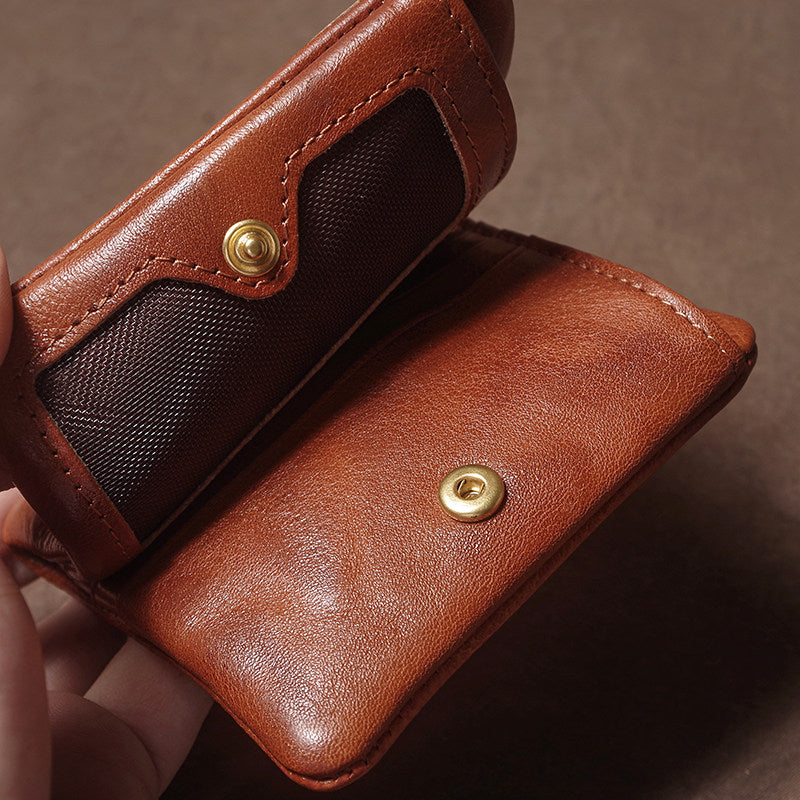 Retro Handmade Leather Card Holders Short Wallet