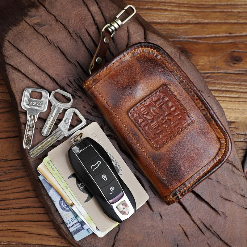 Retro Handmade Leather Key Holder Card Wallets