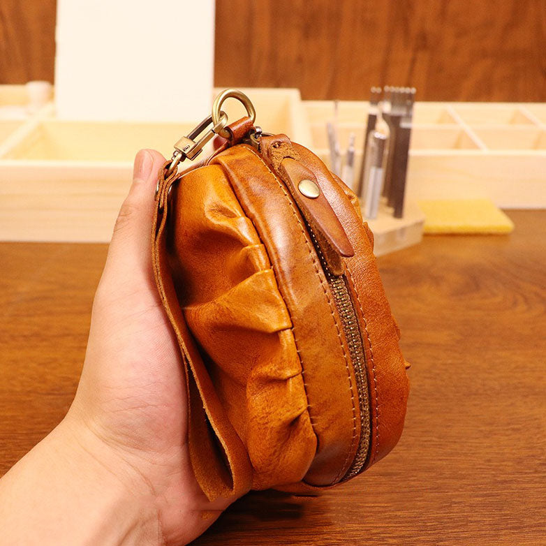 Retro Handmade Leather Coin Bag Storage Bag