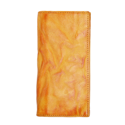 Handmade Vintage Long Wallet Made of Top-grain Vegetable-tanned Cowhide with Multiple Card Slots