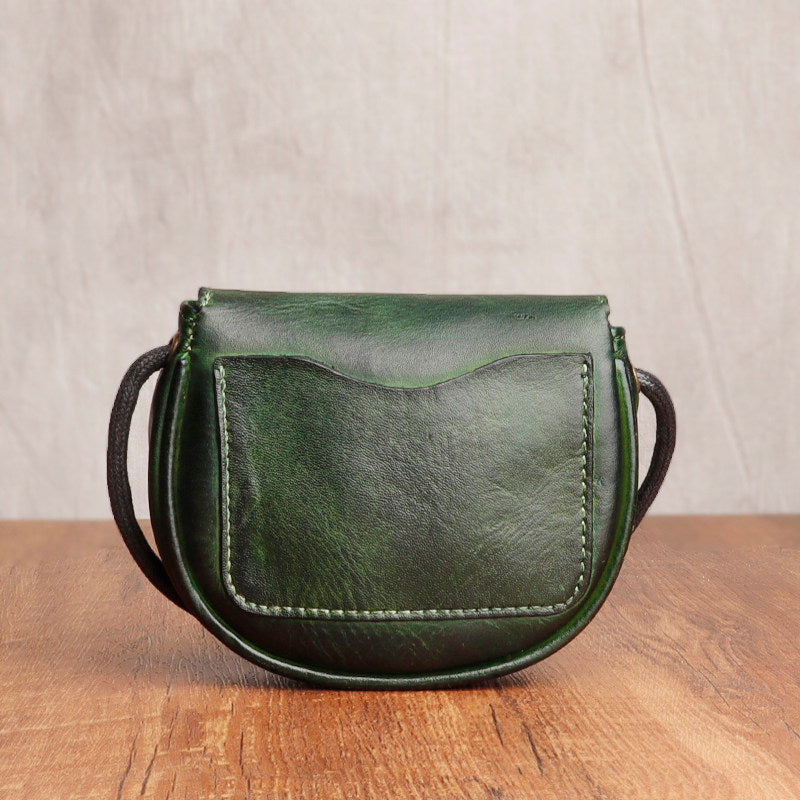 Retro Handmade Leather Card Wallets Mini Crossbody Bags