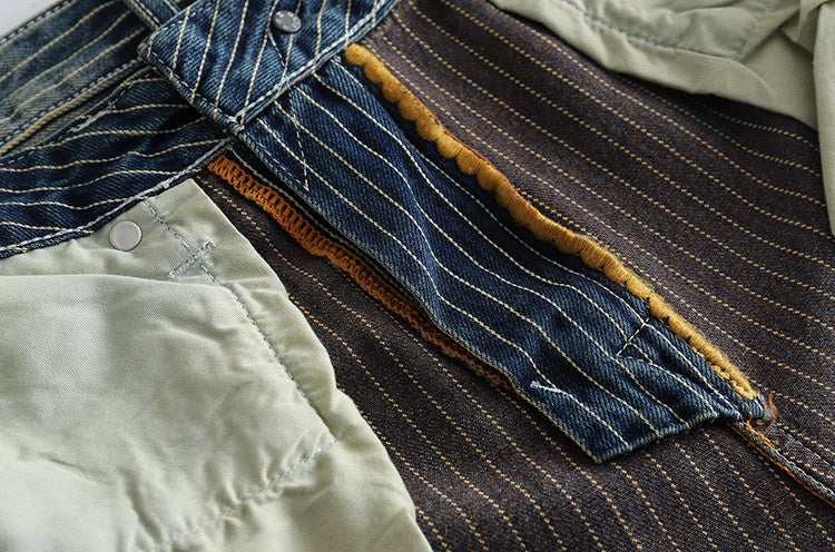 Vintage Slim Fit Denim Striped Casual Jeans Pants