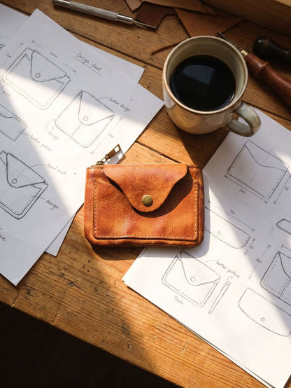 Retro Handmade Leather Card Wallet Storage Bag