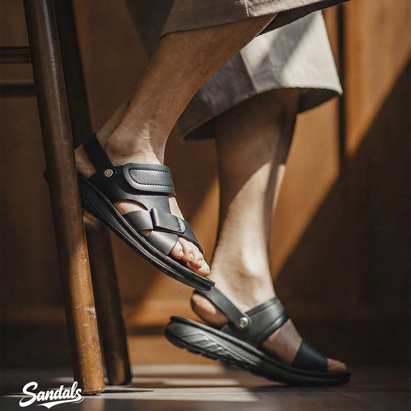 Retro Summer Leather Sandals Two-Wear Beach Shoes