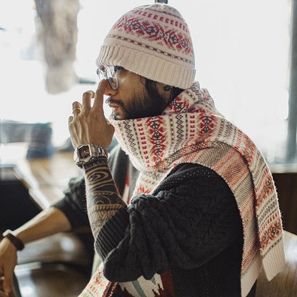 Retro Warm Soft Knitted Hat and Scarf