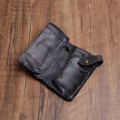 Retro Handmade Leather Zipper Card Wallets