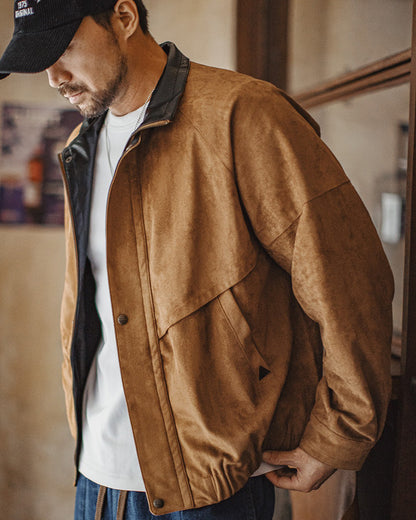 Retro Suede Jacket Stand Collar Short Maillard Jacket