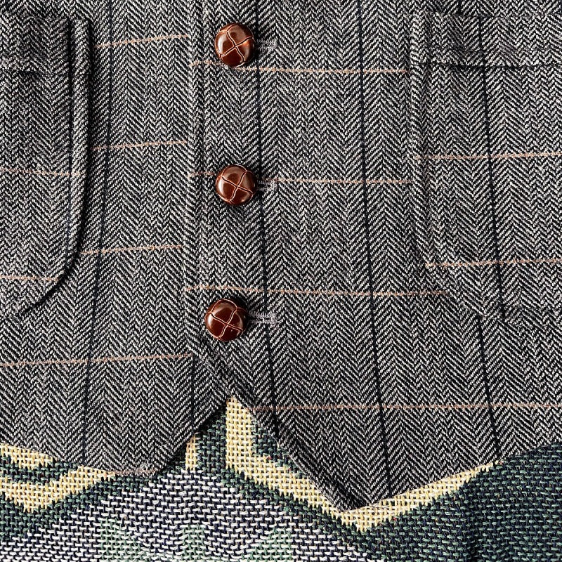 Retro Large Size Wool Herringbone Waistcoats