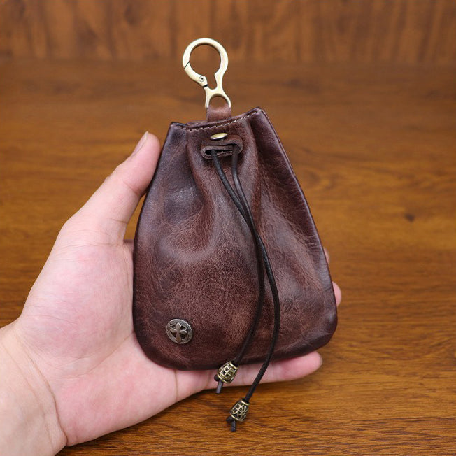 Retro Handmade Leather Coin Bag Storage Bag