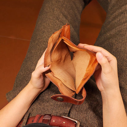 Retro Handmade Leather Zipper Card Wallets