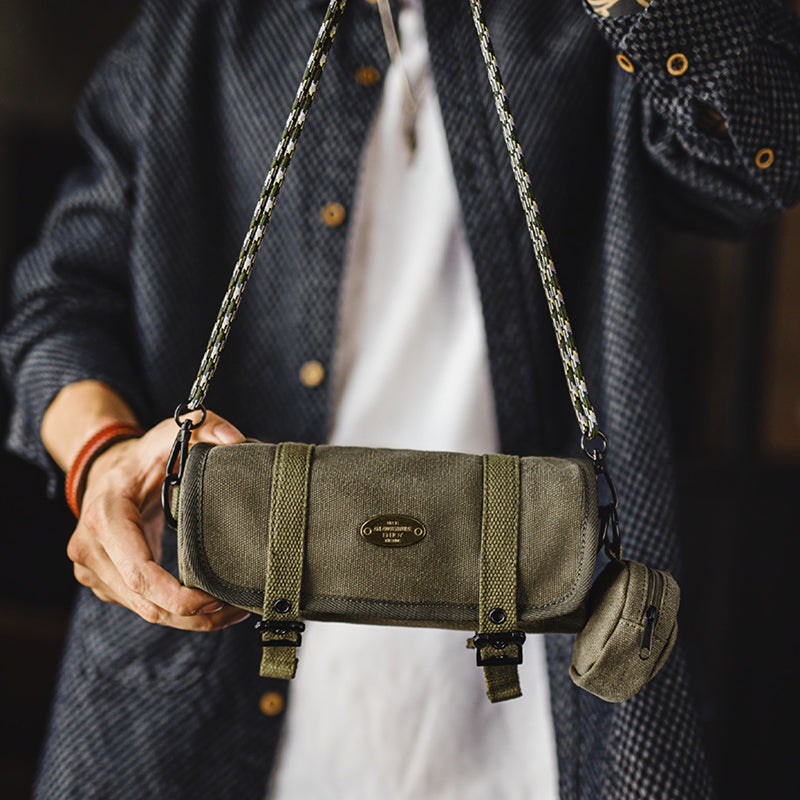 Retro Canvas Tool Roll Corssbody Bag