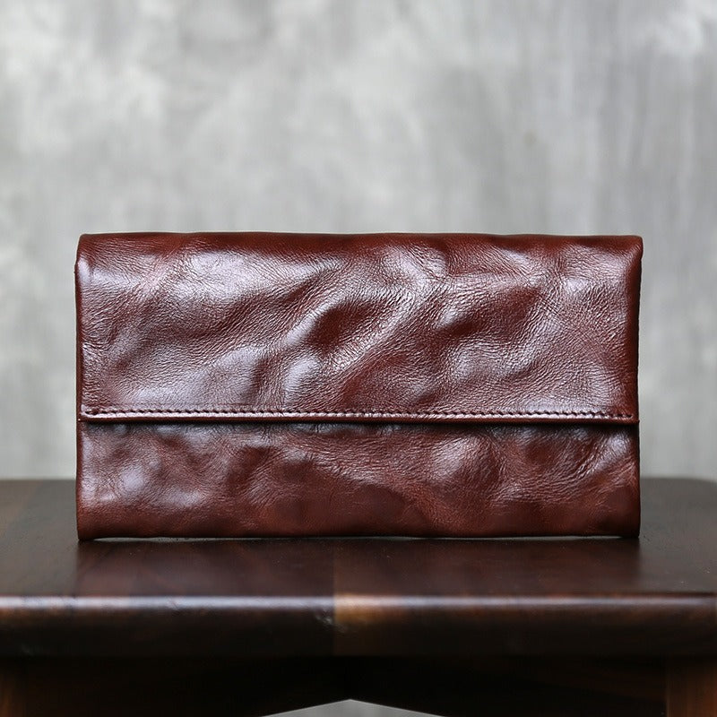 Retro Handmade Leather Multi-card Slots Long Wallet