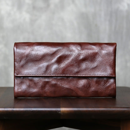 Retro Handmade Leather Multi-card Slots Long Wallet