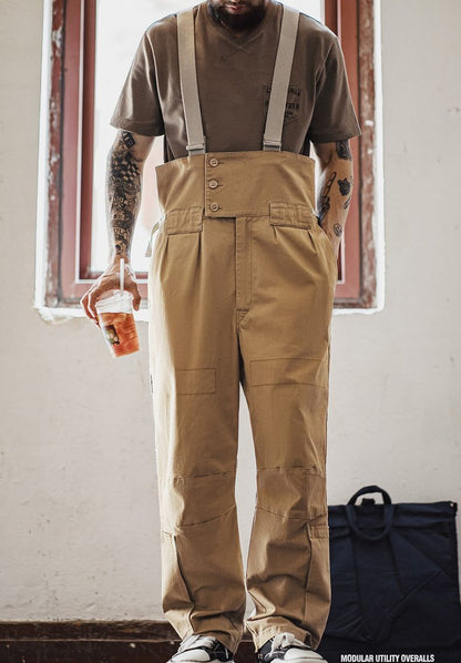 Retro Loose Straight Overalls Casual One-piece Suspender Trousers