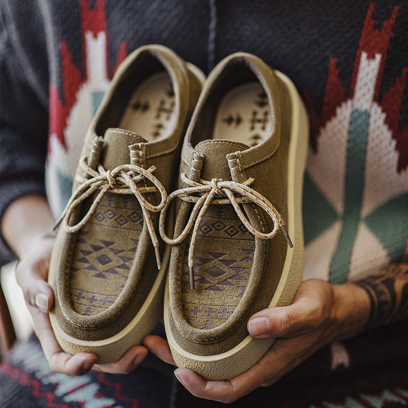 Retro Thick-soled Casual Leather Suede Shoes