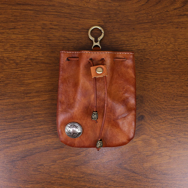 Retro Handmade Leather Coin Bag Storage Bag