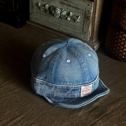 Retro Denim Flip Hat Beret Casual Cap Adjustable Hat
