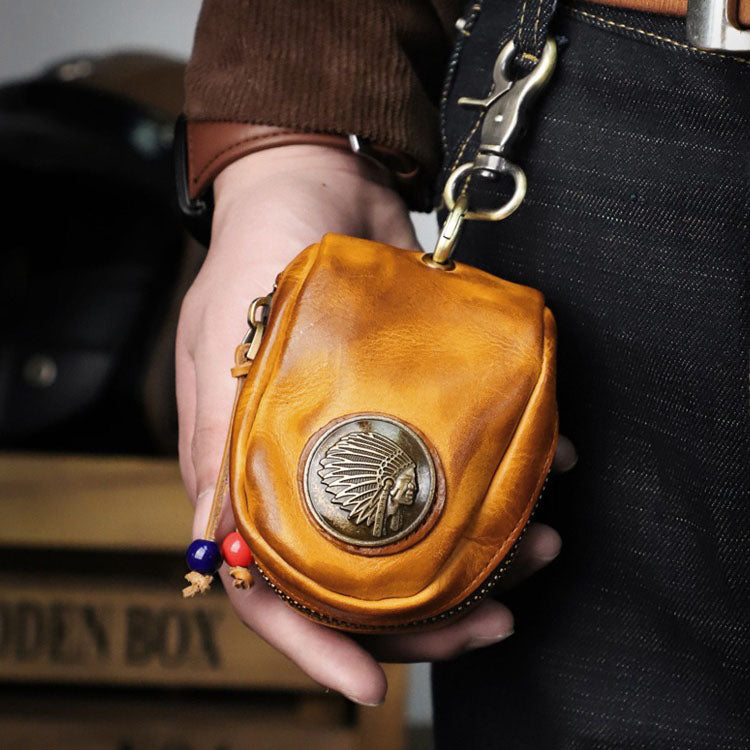 Retro Handmade Leather Coin Bag Storage Bag