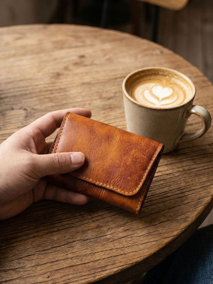 Vintage Leather Handmade Card Wallet