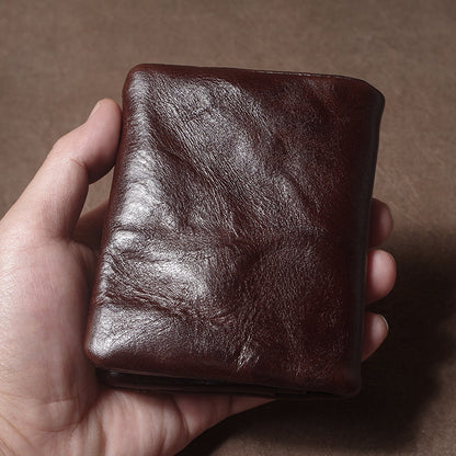Retro Handmade Leather Card Holders Short Wallet