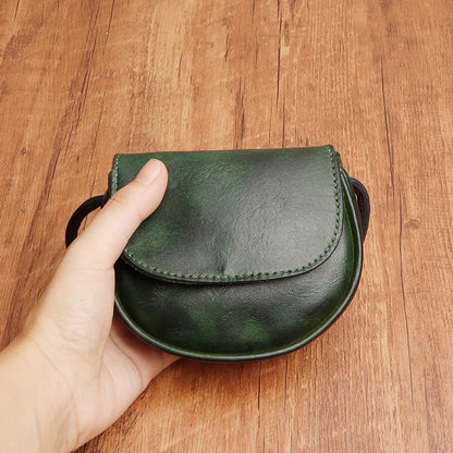 Retro Handmade Leather Card Wallets Mini Crossbody Bags
