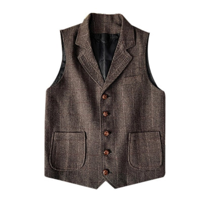 Retro Large Size Wool Herringbone Waistcoats