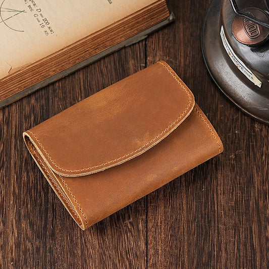 Retro Handmade Leather Zipper Card Wallets