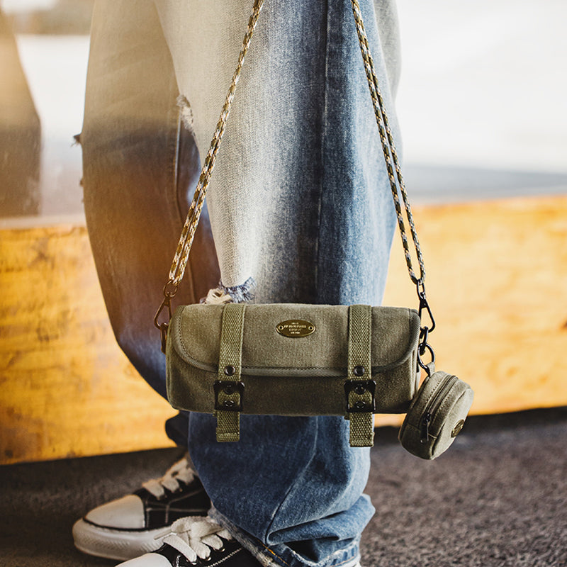 Retro Canvas Tool Roll Corssbody Bag