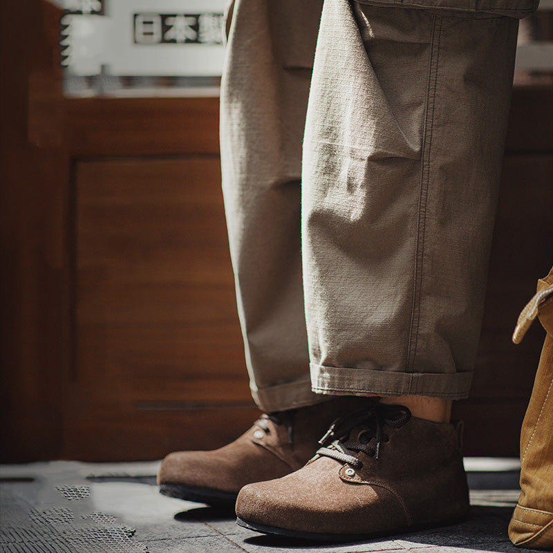 Retro Brown Slip-on Mules Ankle Boots
