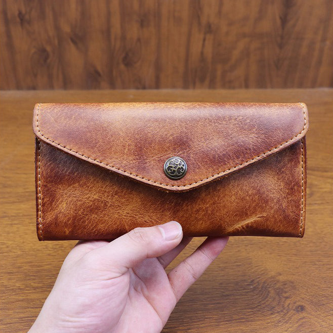 Retro Handmade Leather Long Wallet