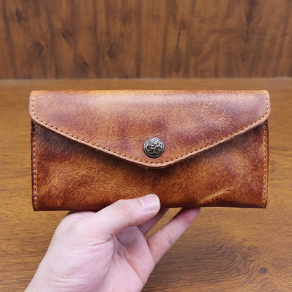 Retro Handmade Leather Long Wallet