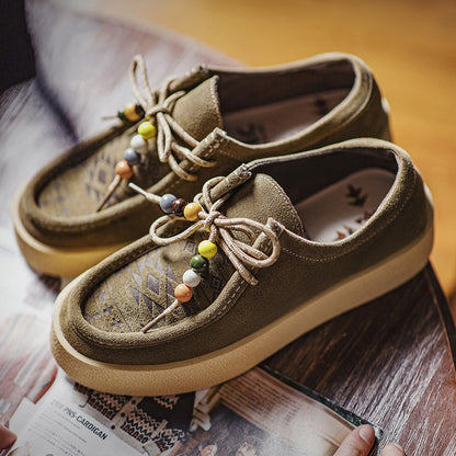 Retro Thick-soled Casual Leather Suede Shoes