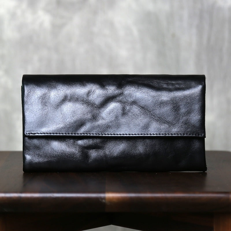 Retro Handmade Leather Multi-card Slots Long Wallet