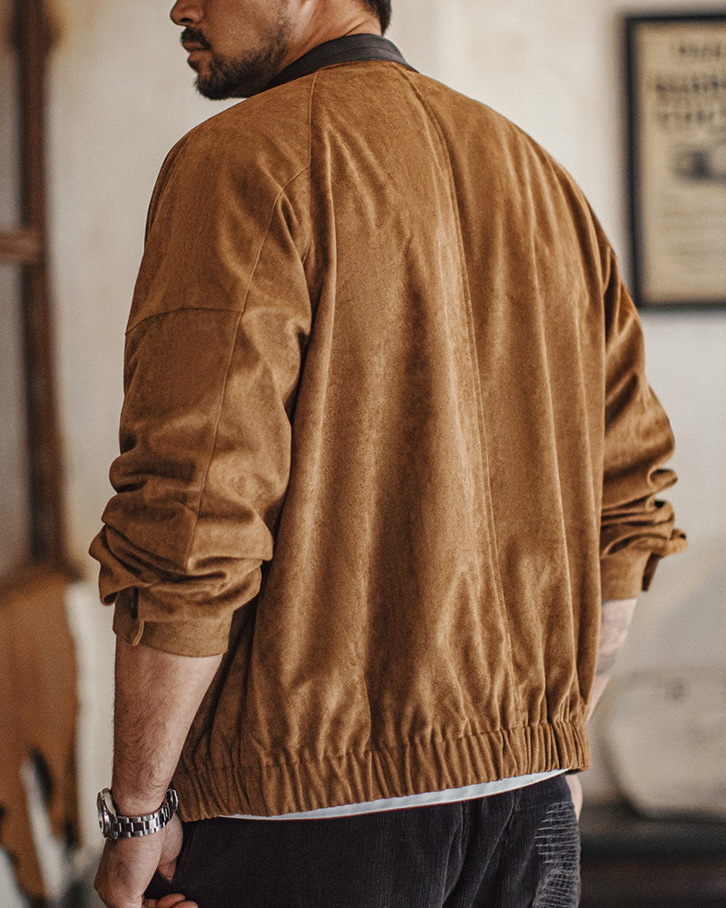 Retro Suede Jacket Stand Collar Short Maillard Jacket