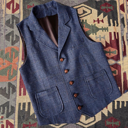 Retro Large Size Wool Herringbone Waistcoats