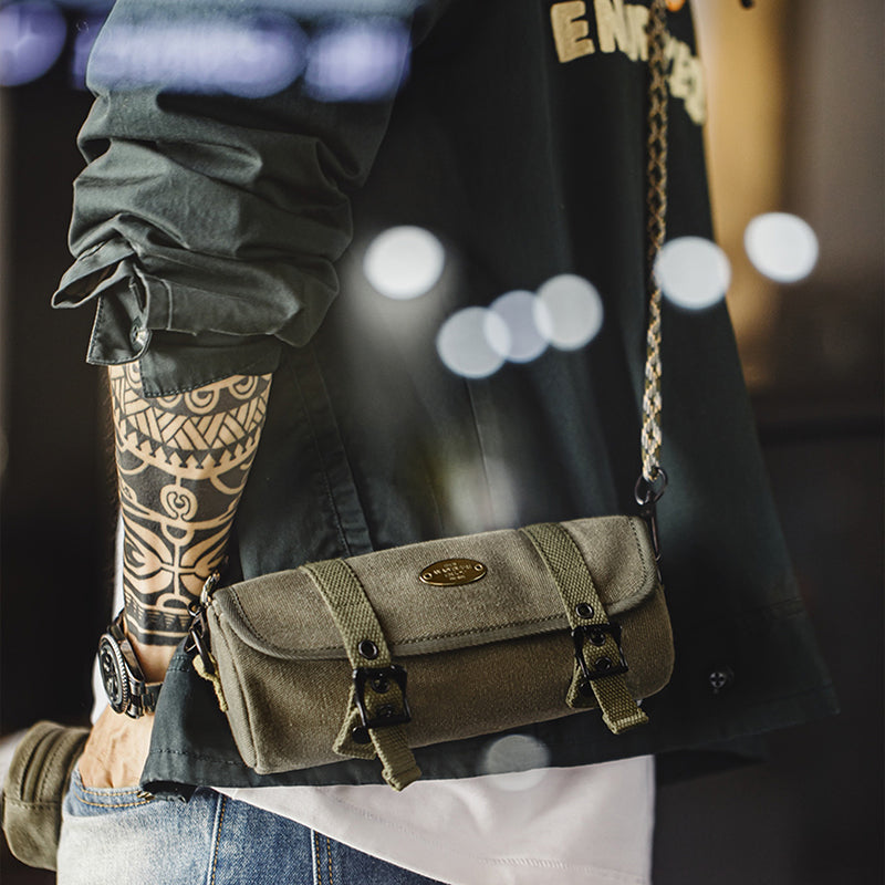 Retro Canvas Tool Roll Corssbody Bag